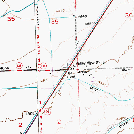 Topographic Map of Valley View Store, WY