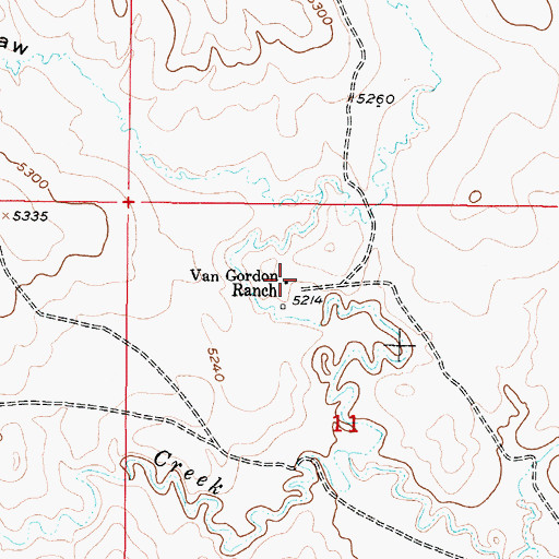 Topographic Map of Van Gordan Ranch, WY