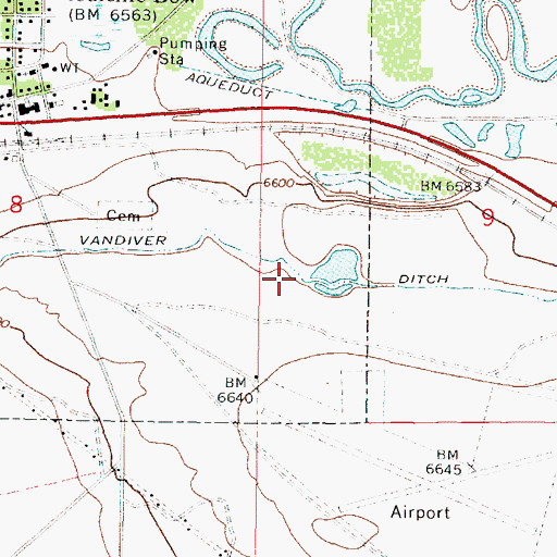 Topographic Map of Vandiver Ditch, WY