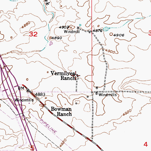 Topographic Map of Vermilyea Ranch, WY