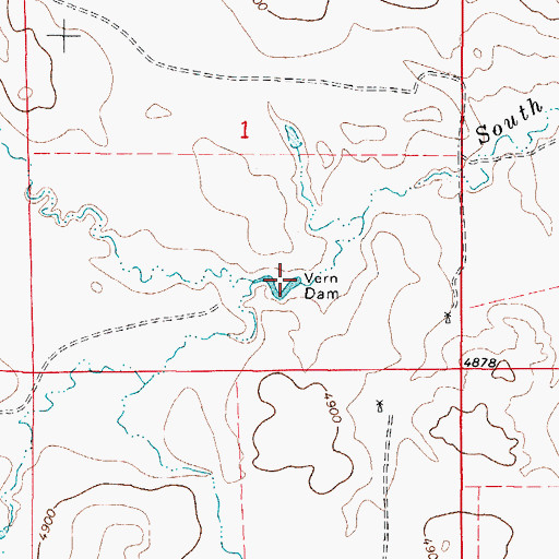 Topographic Map of Vern Dam, WY