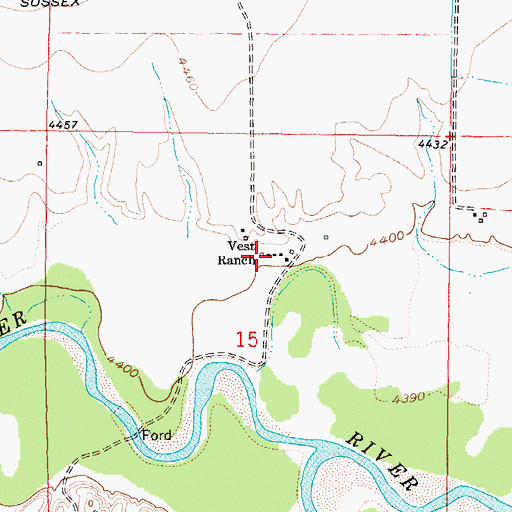 Topographic Map of Vest Ranch, WY