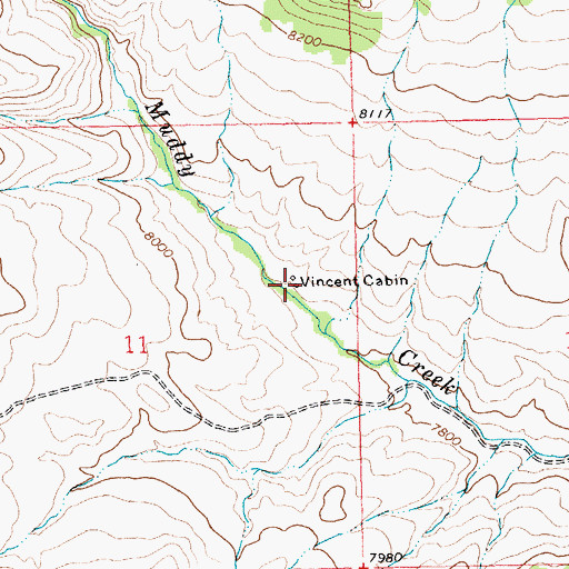 Topographic Map of Vincent Cabin, WY