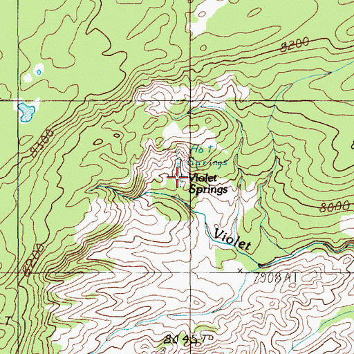 Topographic Map of Violet Springs, WY
