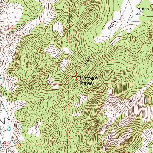 Topographic Map of Virden Pass, WY