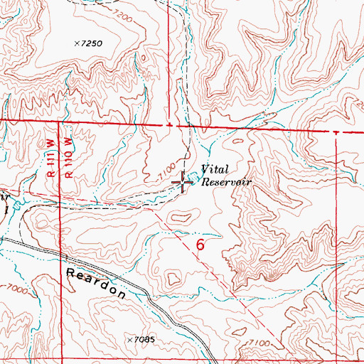 Topographic Map of Vital Reservoir, WY