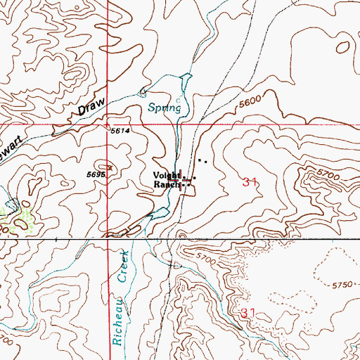 Topographic Map of Voight Ranch, WY
