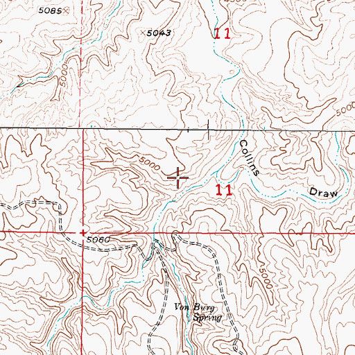 Topographic Map of Von Burg Draw, WY