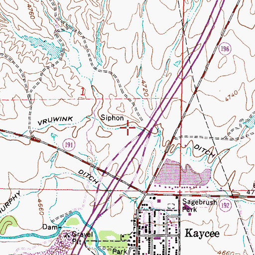 Topographic Map of Vruwink Ditch, WY