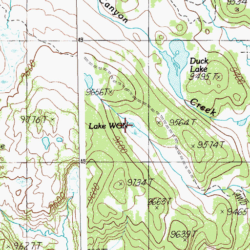 Topographic Map of Lake WGN, WY