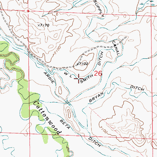 Topographic Map of W L Smith Ditch, WY