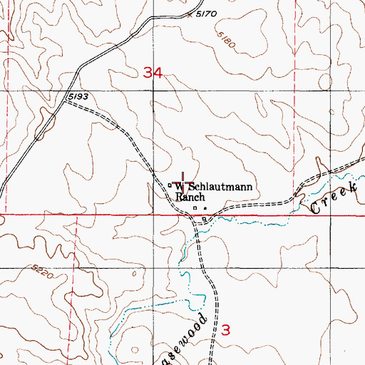 Topographic Map of W Schlautmann Ranch, WY