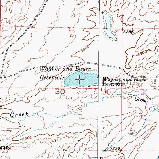 Topographic Map of Wagner and Bayer Reservoir, WY