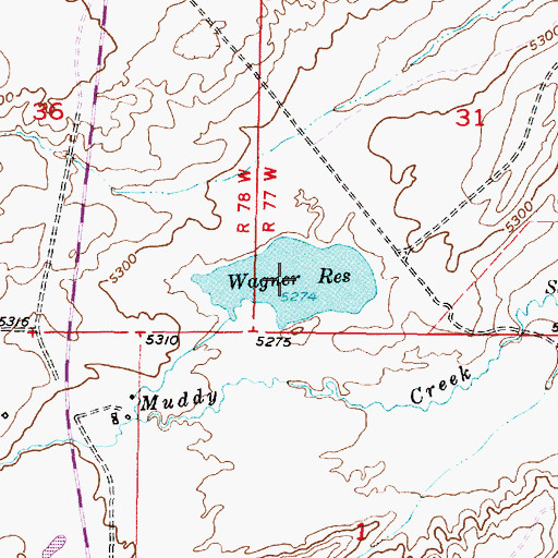 Topographic Map of Wagner Reservoir, WY