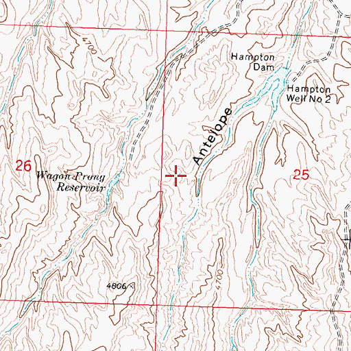 Topographic Map of Wagon Prong Reservoir, WY