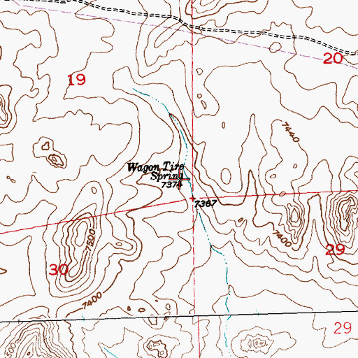 Topographic Map of Wagon Tire Spring, WY