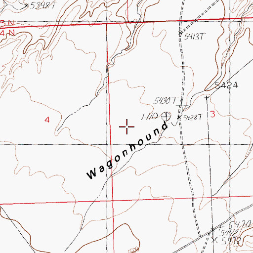 Topographic Map of Wagonhound Bench, WY