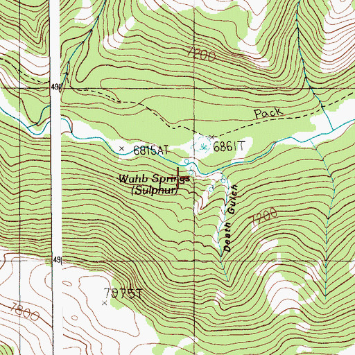 Topographic Map of Wahb Springs, WY