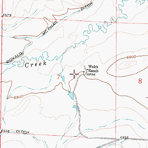 Topographic Map of Walck Ranch, WY
