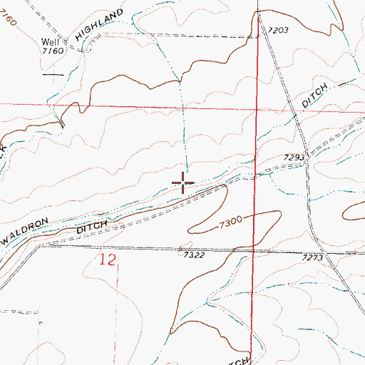 Topographic Map of Waldron Ditch, WY