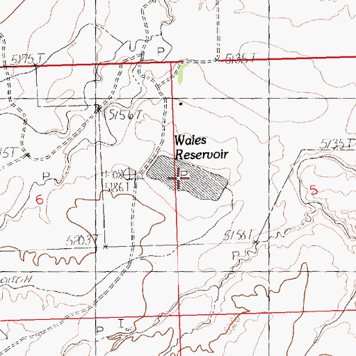 Topographic Map of Wales Reservoir, WY