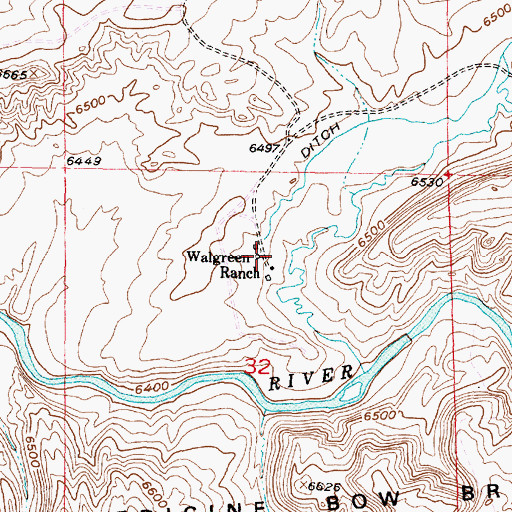 Topographic Map of Walgreen Ranch, WY