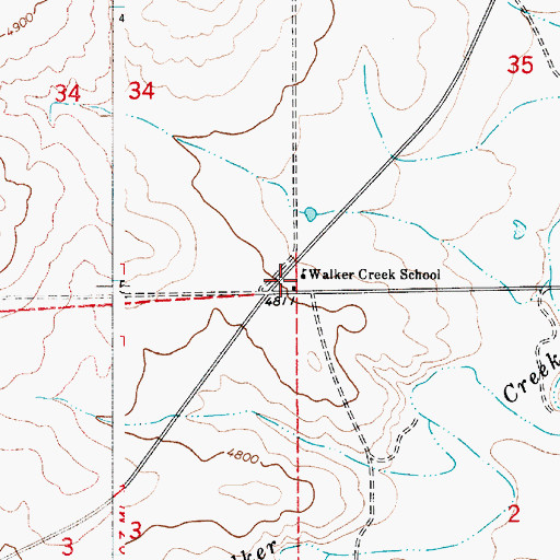 Topographic Map of Walker Creek School, WY
