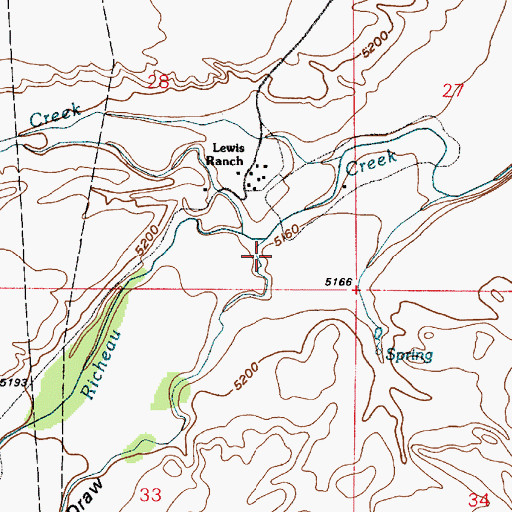 Topographic Map of Walker Draw, WY