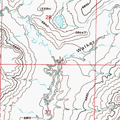 Topographic Map of Walker Draw, WY