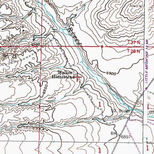 Topographic Map of Walker Homestead, WY
