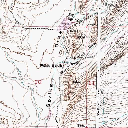 Topographic Map of Walsh Ranch, WY