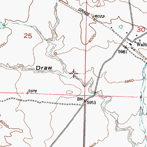 Topographic Map of Waltman Draw, WY
