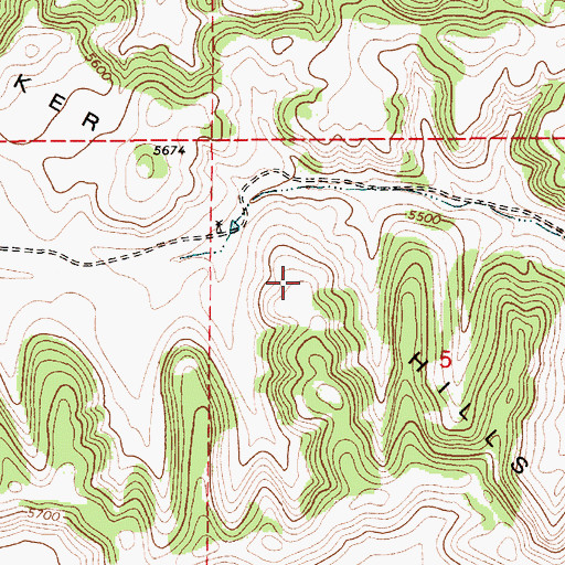 Topographic Map of Wanker Hills, WY