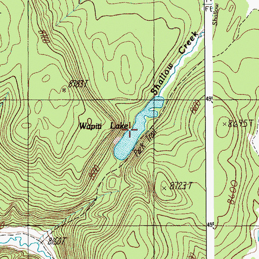 Topographic Map of Wapiti Lake, WY