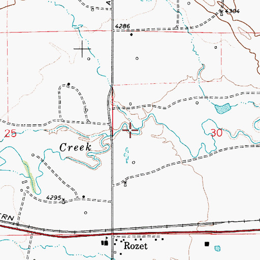 Topographic Map of Ward Creek, WY
