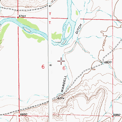 Topographic Map of Wardell Ditch, WY