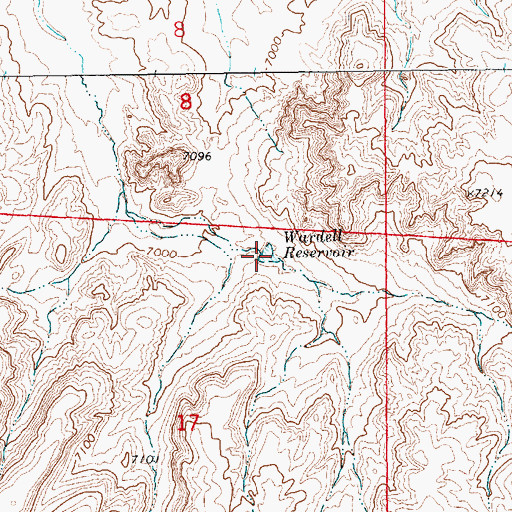 Topographic Map of Wardell Reservoir, WY