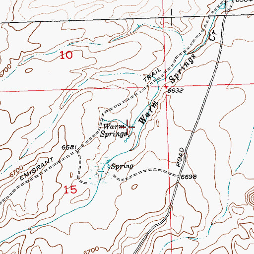 Topographic Map of Warm Springs, WY