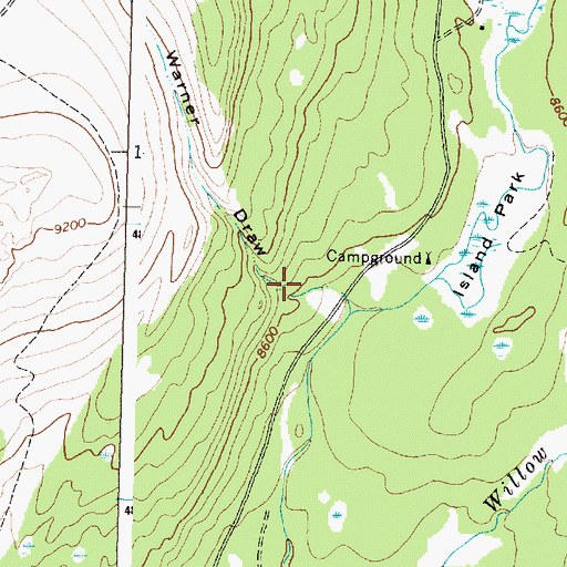 Topographic Map of Warner Draw, WY