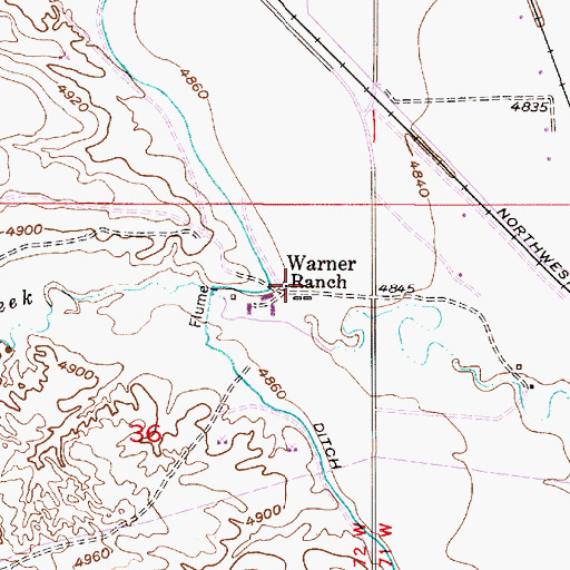 Topographic Map of Warner Ranch, WY