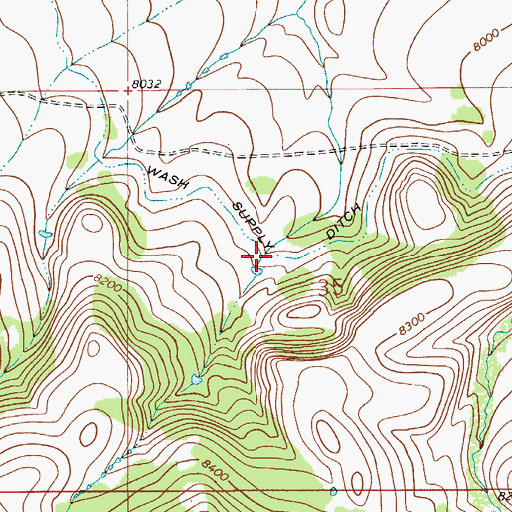 Topographic Map of Wash Supply Ditch, WY
