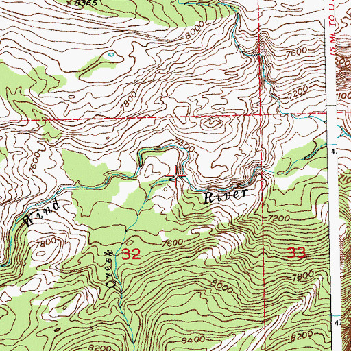 Topographic Map of Washakie Creek, WY