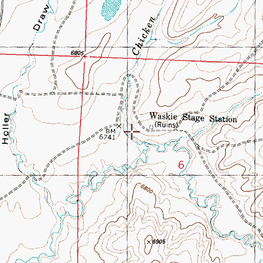 Topographic Map of Washakie Station, WY