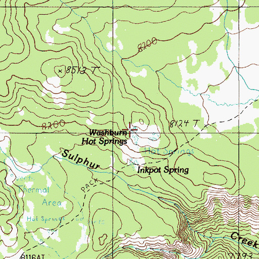Topographic Map of Washburn Hot Springs, WY