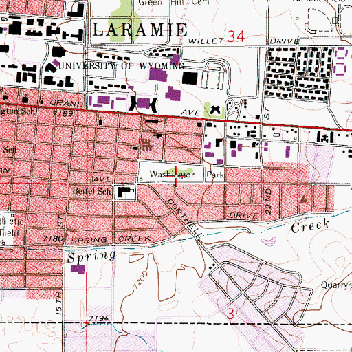 Topographic Map of Washington Park, WY