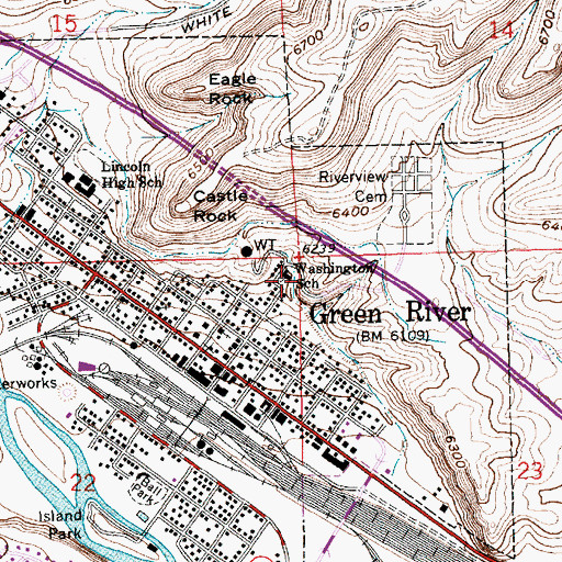 Topographic Map of Washington School, WY