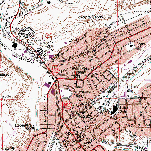 Topographic Map of Washington School, WY