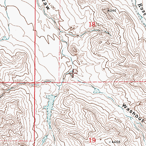Topographic Map of Washout Draw, WY