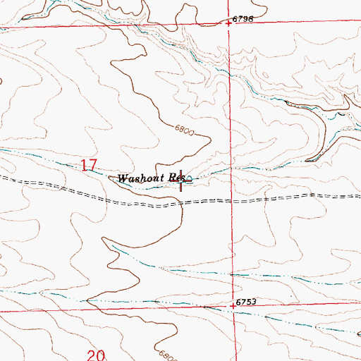 Topographic Map of Washout Reservoir, WY