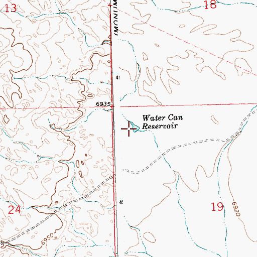 Topographic Map of Water Can Reservoir, WY